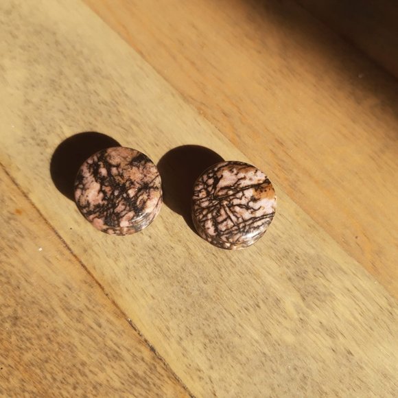 Rhodonite organic ear plugs double flare - Picture 3 of 3